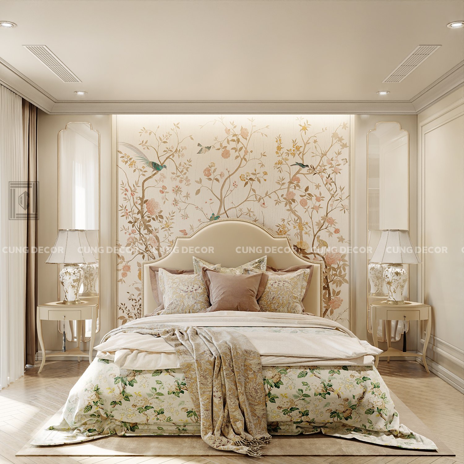 Thiết kế concept nội thất phòng ngủ Nhà phố Hà Đô Quận 10 phong cách Bán cổ điển