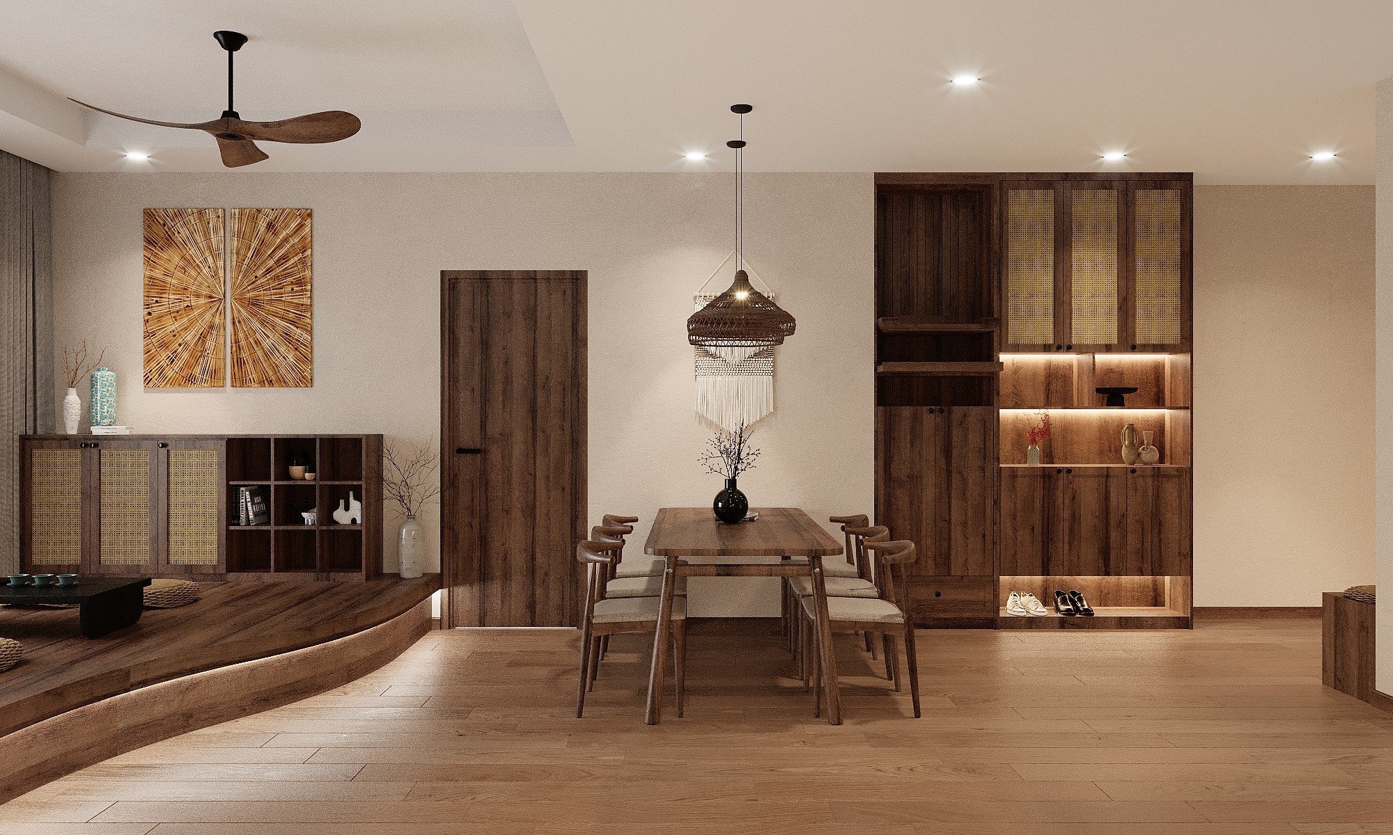 Thiết kế concept nội thất phòng ăn Căn hộ Landmark 3 Vinhomes Central Park phong cách Nhật Bản Japanese