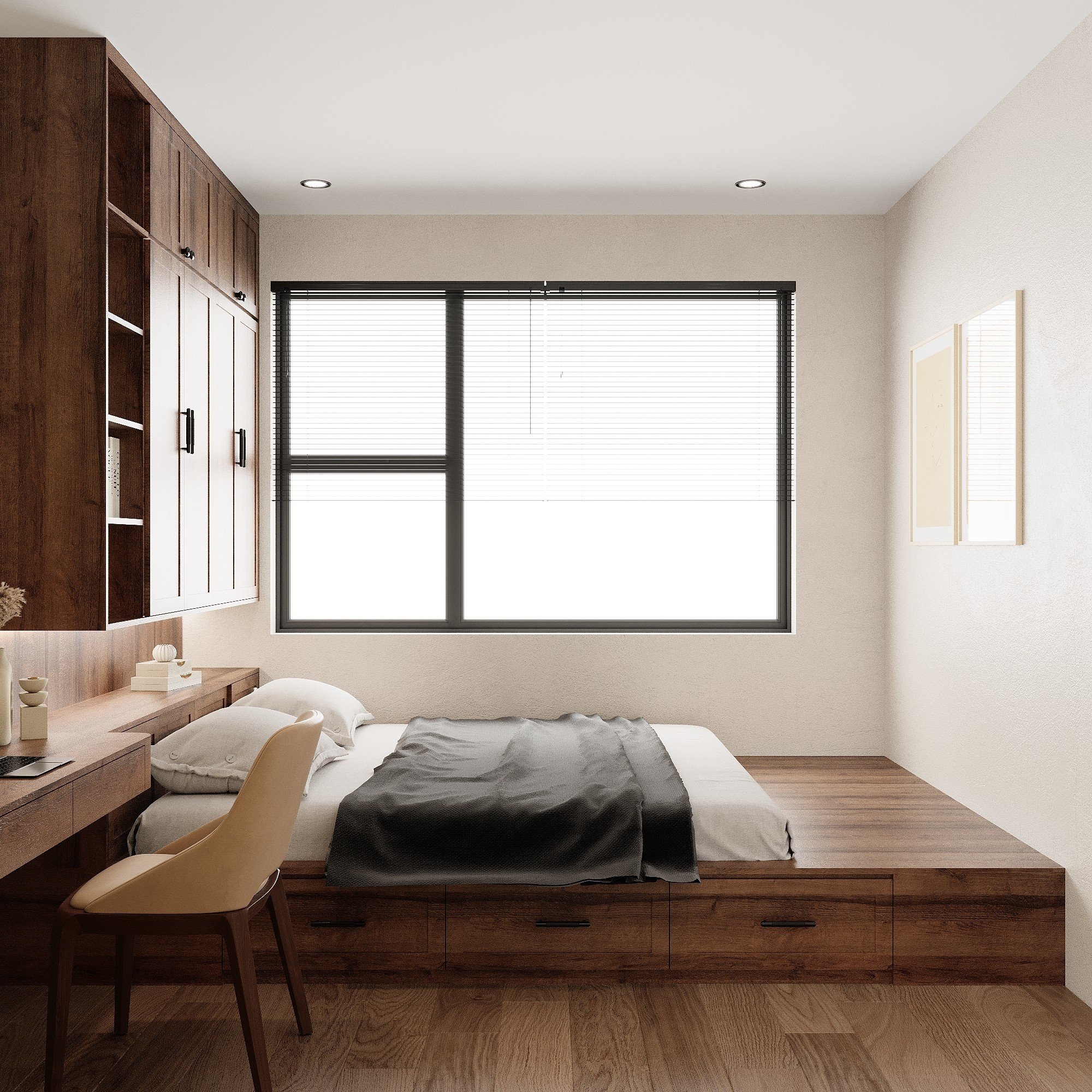 Thiết kế concept nội thất phòng ngủ Căn hộ Landmark 3 Vinhomes Central Park phong cách Nhật Bản Japanese