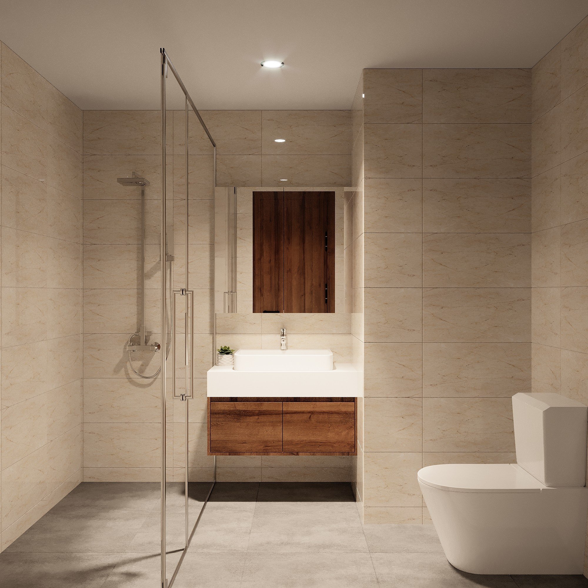 Thiết kế concept nội thất phòng tắm, nhà vệ sinh Căn hộ Landmark 3 Vinhomes Central Park phong cách Nhật Bản Japanese