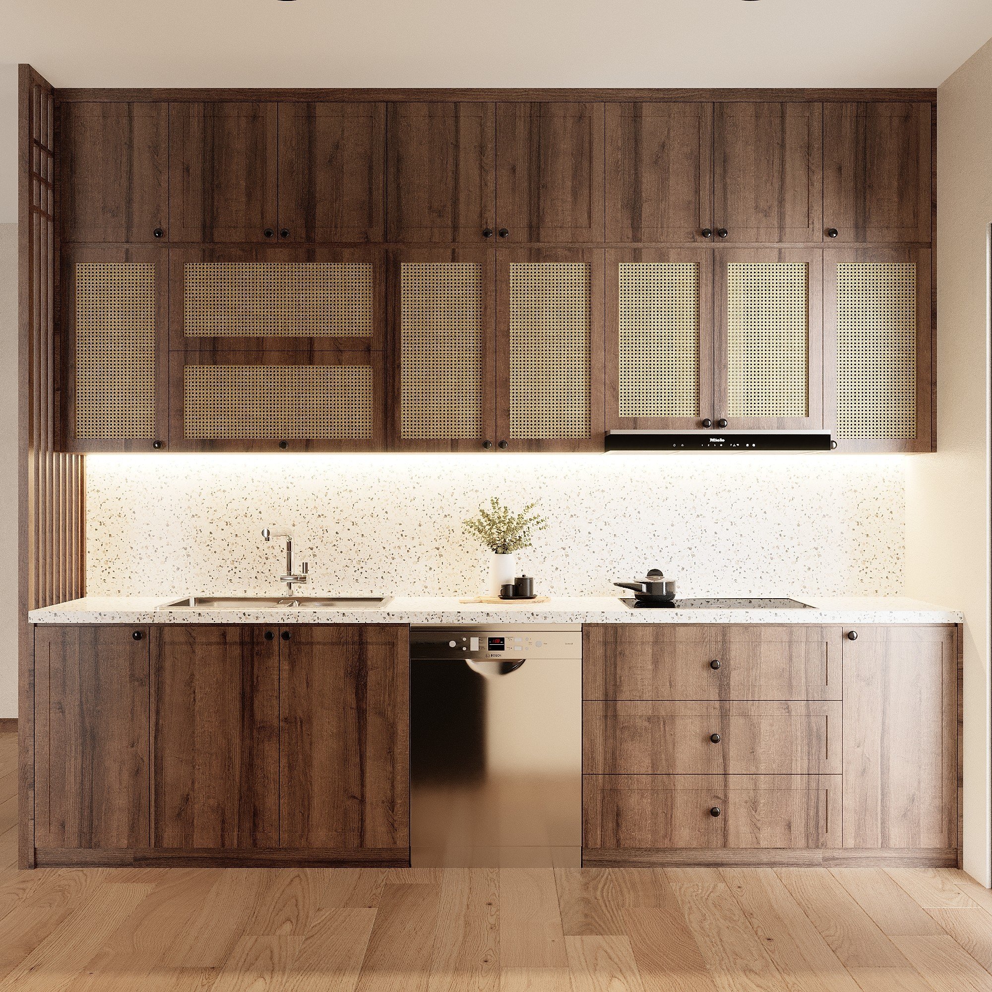 Thiết kế concept nội thất phòng bếp Căn hộ Landmark 3 Vinhomes Central Park phong cách Nhật Bản Japanese