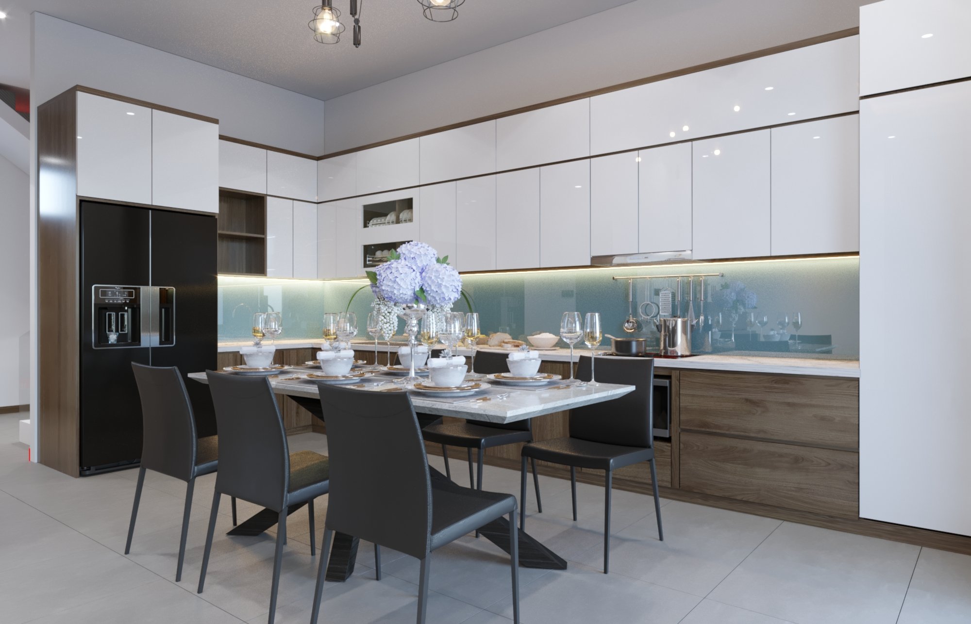 Thiết kế concept nội thất phòng ăn, phòng bếp Nhà phố Quận Bình Tân phong cách Hiện đại Modern