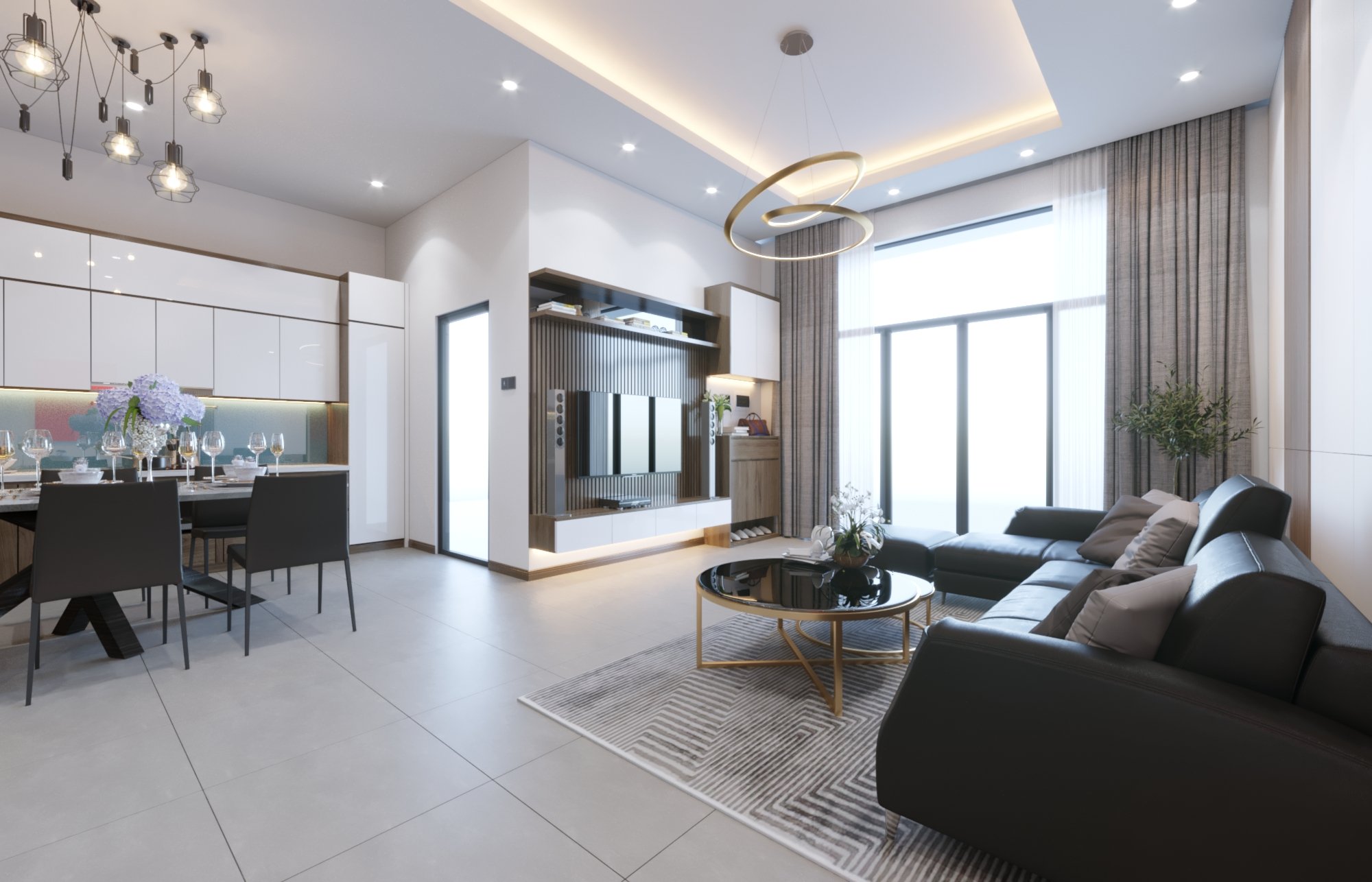 Thiết kế concept nội thất phòng khách Nhà phố Quận Bình Tân phong cách Hiện đại Modern