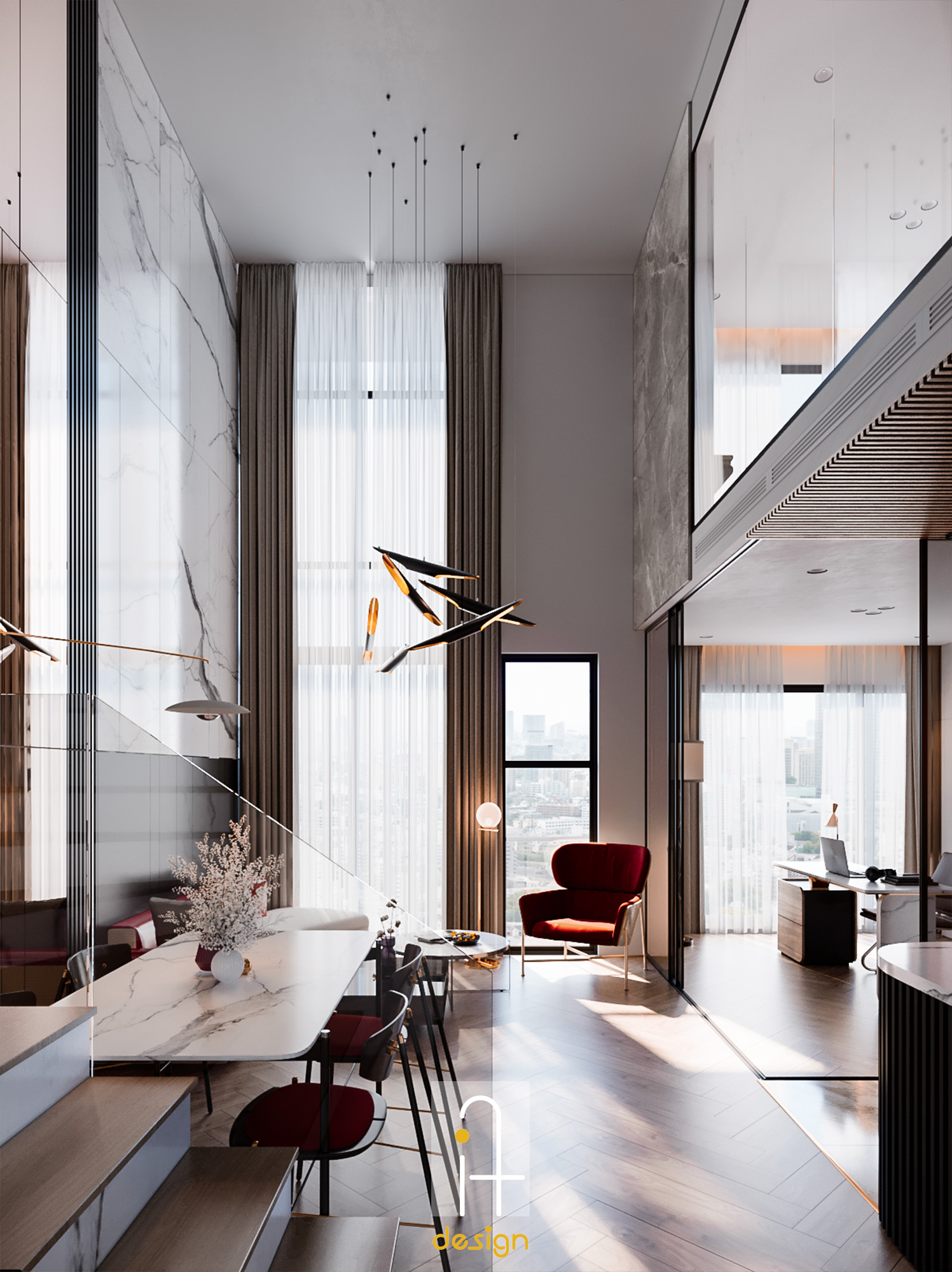 Thiết kế concept nội thất phòng ăn Căn hộ duplex Feliz en Vista phong cách Hiện đại Modern