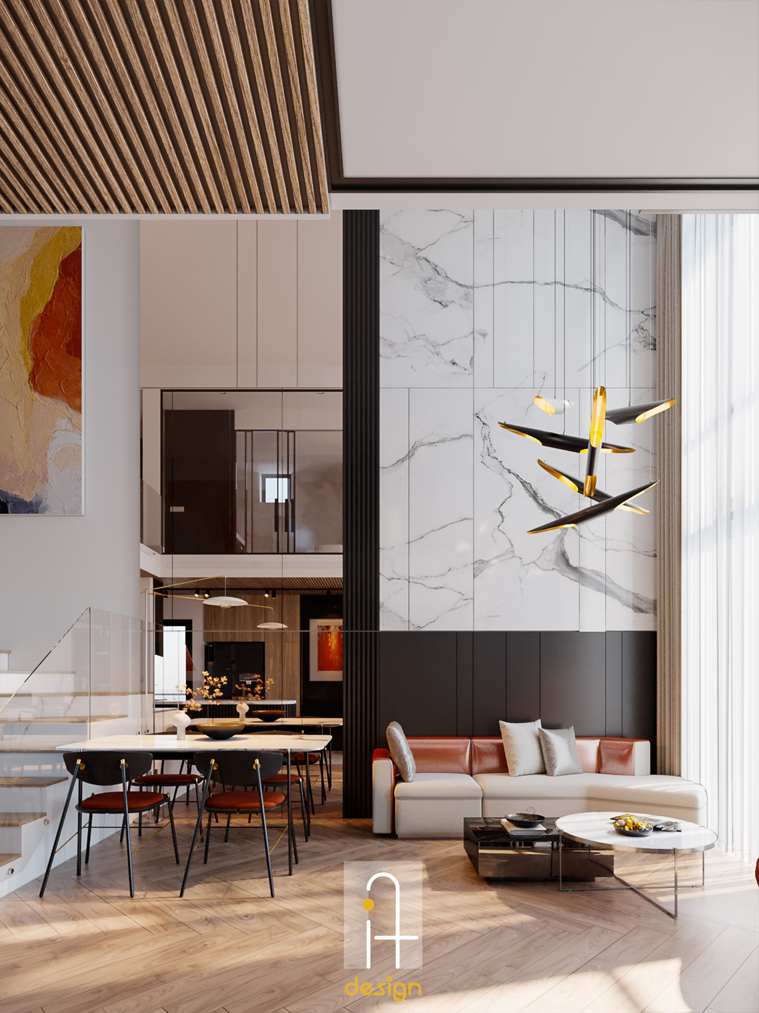 Thiết kế concept nội thất phòng khách, phòng ăn Căn hộ duplex Feliz en Vista phong cách Hiện đại Modern