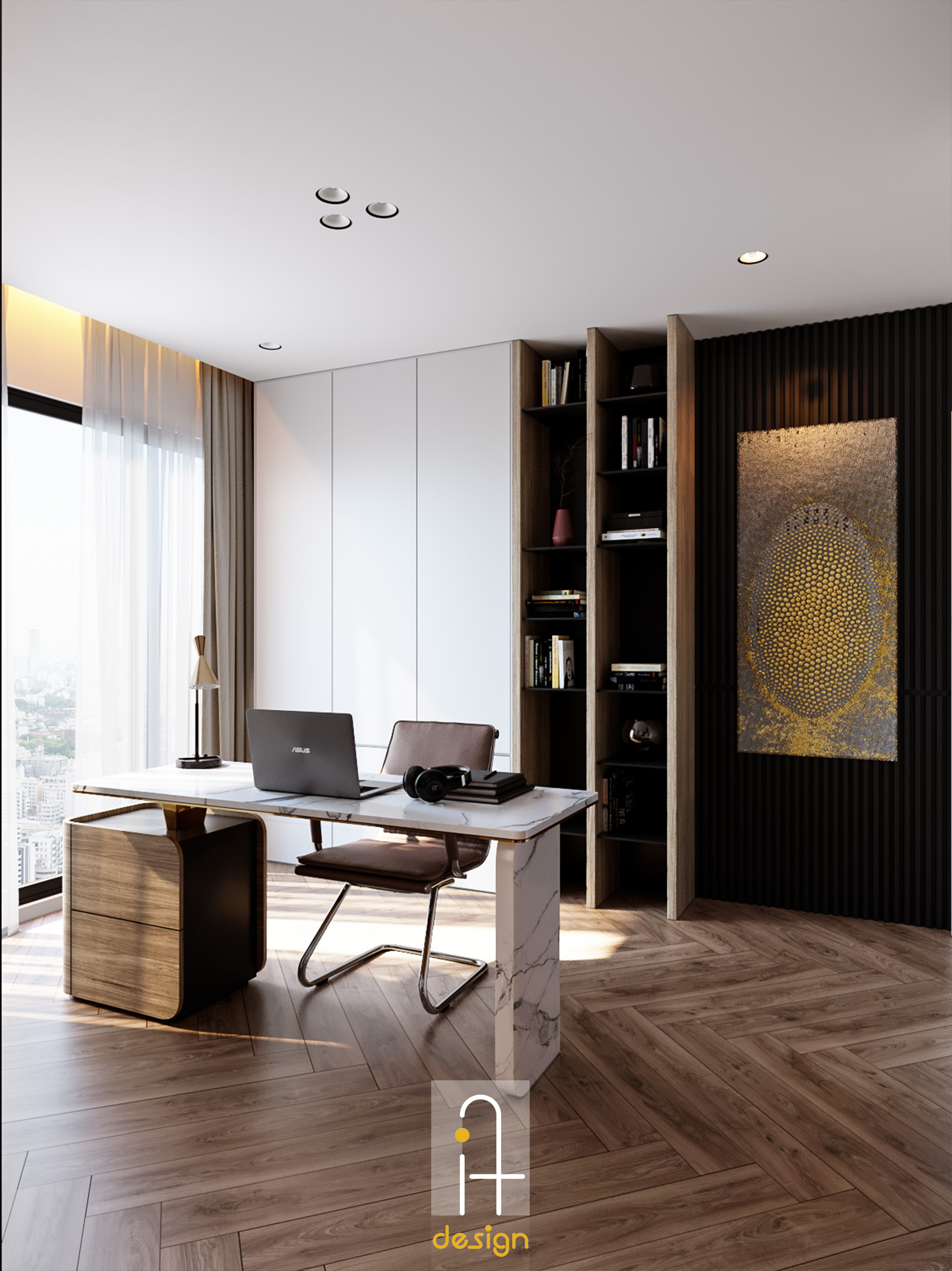 Thiết kế concept nội thất phòng làm việc Căn hộ duplex Feliz en Vista phong cách Hiện đại Modern