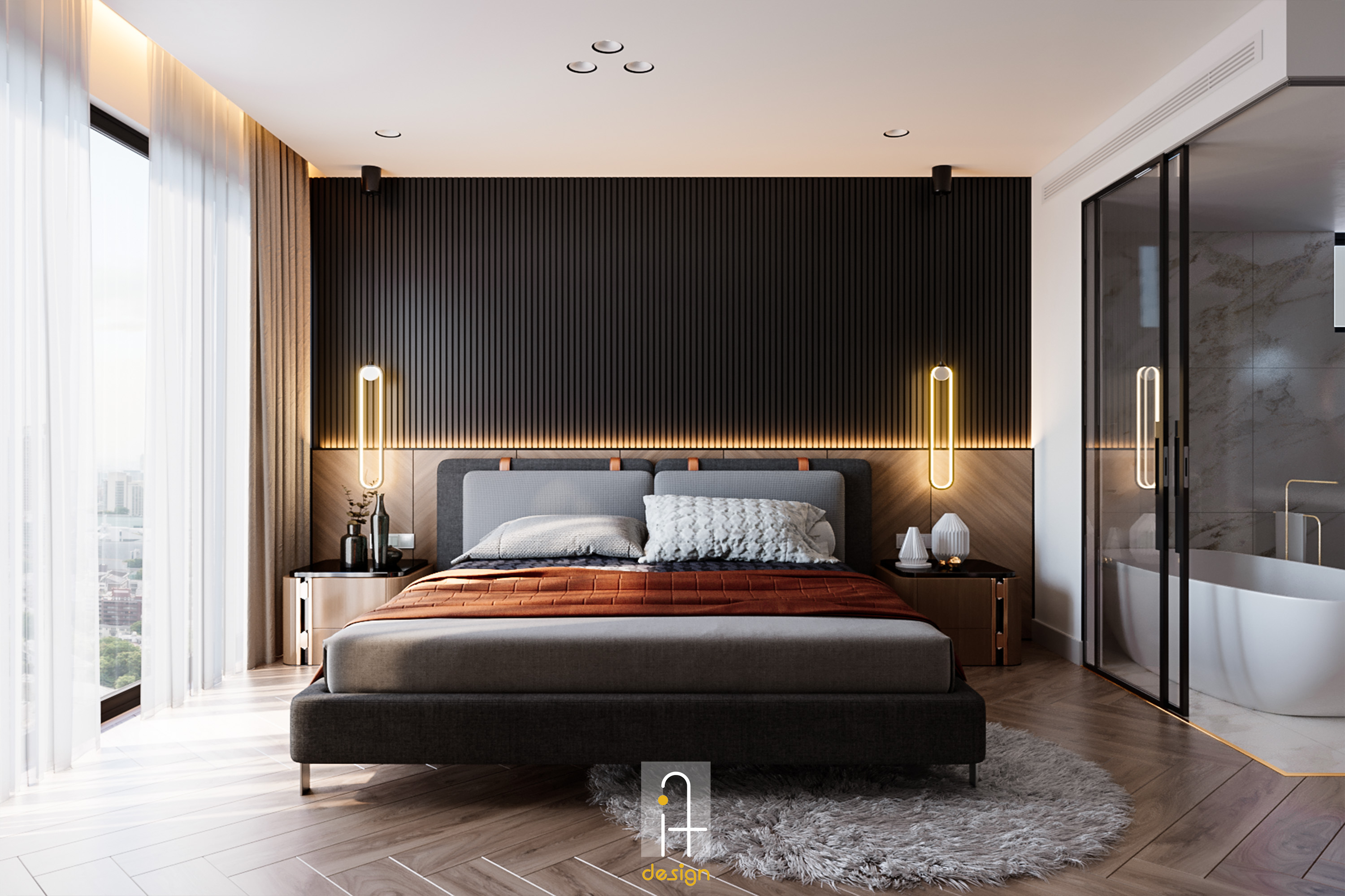 Thiết kế concept nội thất phòng ngủ master Căn hộ duplex Feliz en Vista phong cách Hiện đại Modern