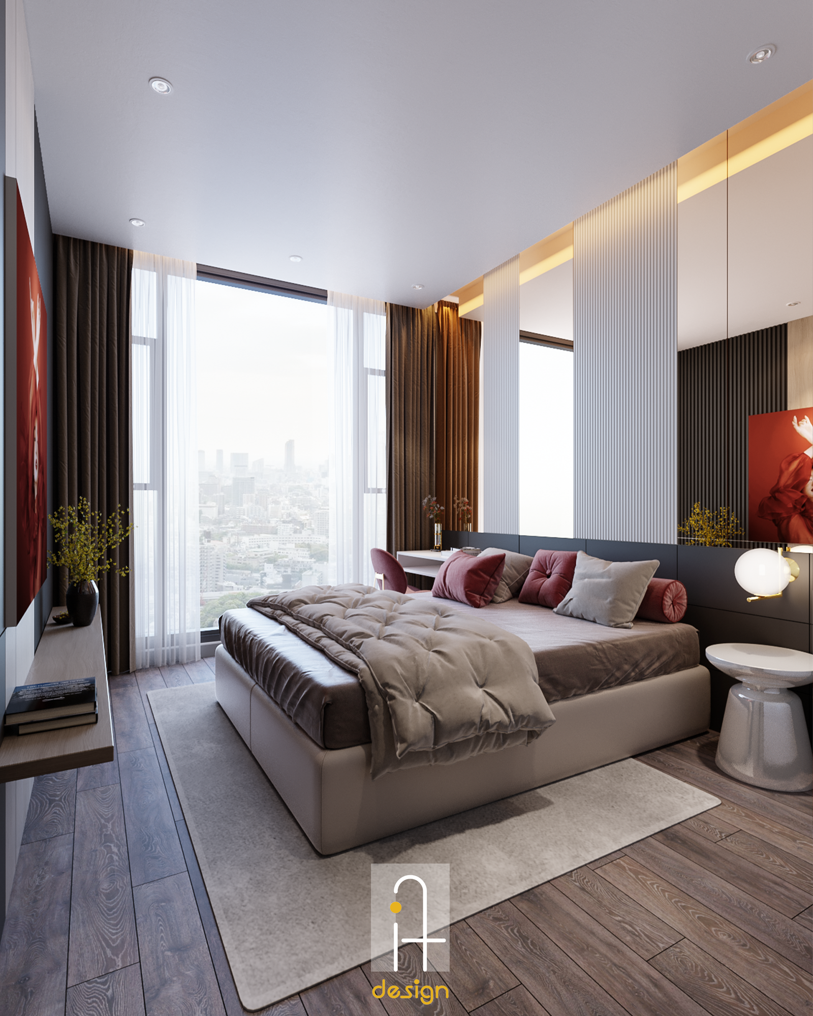 Thiết kế concept nội thất phòng ngủ Căn hộ 2PN Empire City phong cách Hiện đại Modern