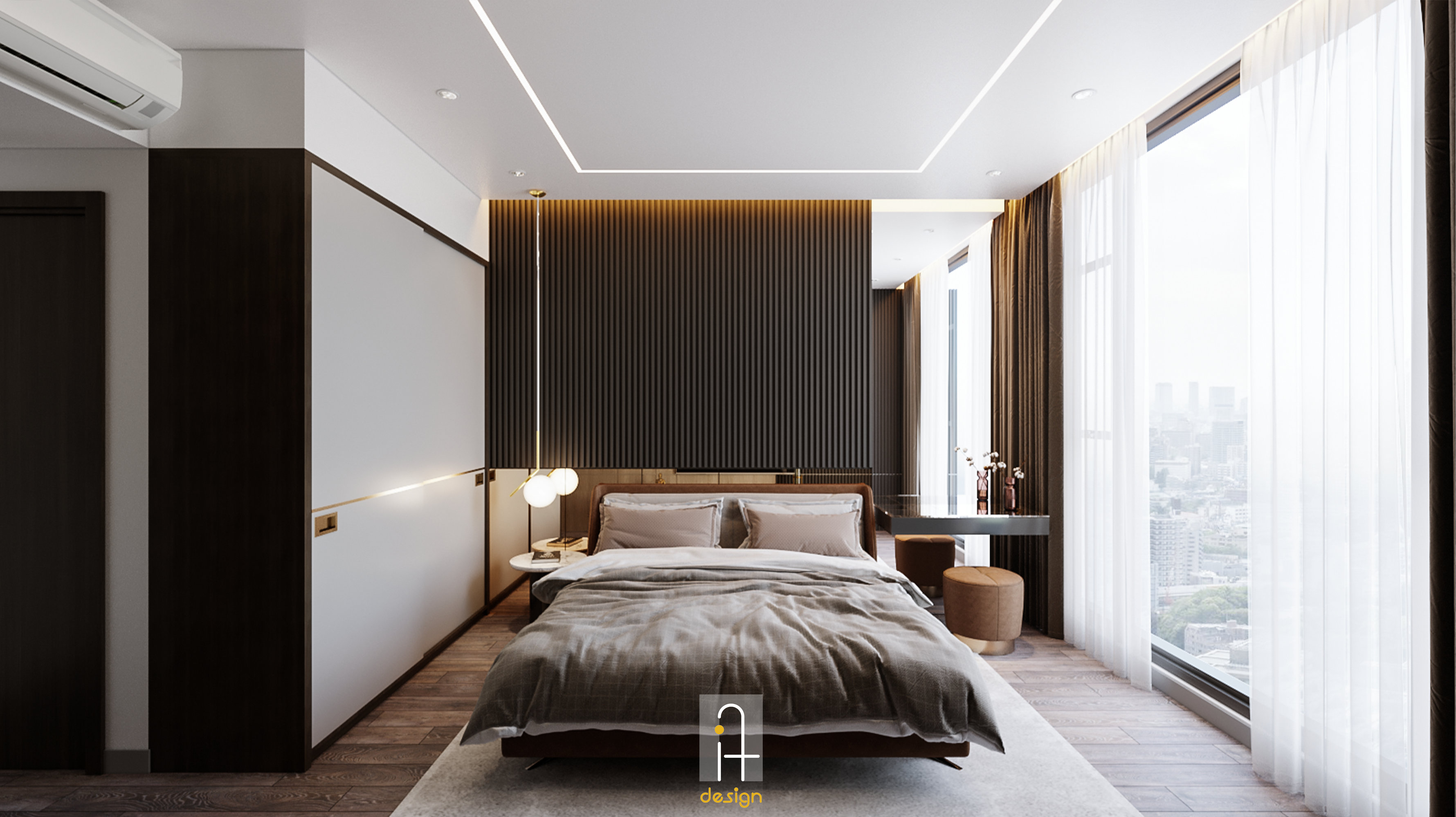 Thiết kế concept nội thất phòng ngủ Căn hộ 2PN Empire City phong cách Hiện đại Modern