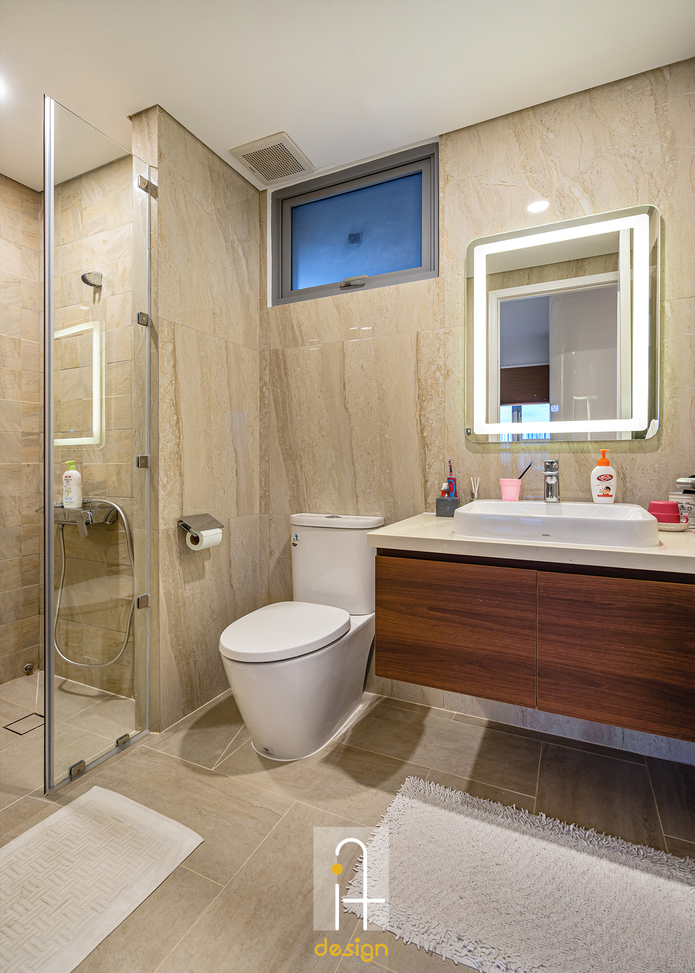 Hoàn thiện nội thất phòng tắm, nhà vệ sinh chung Căn hộ Palm Heights Quận 2 phong cách Hiện đại Modern