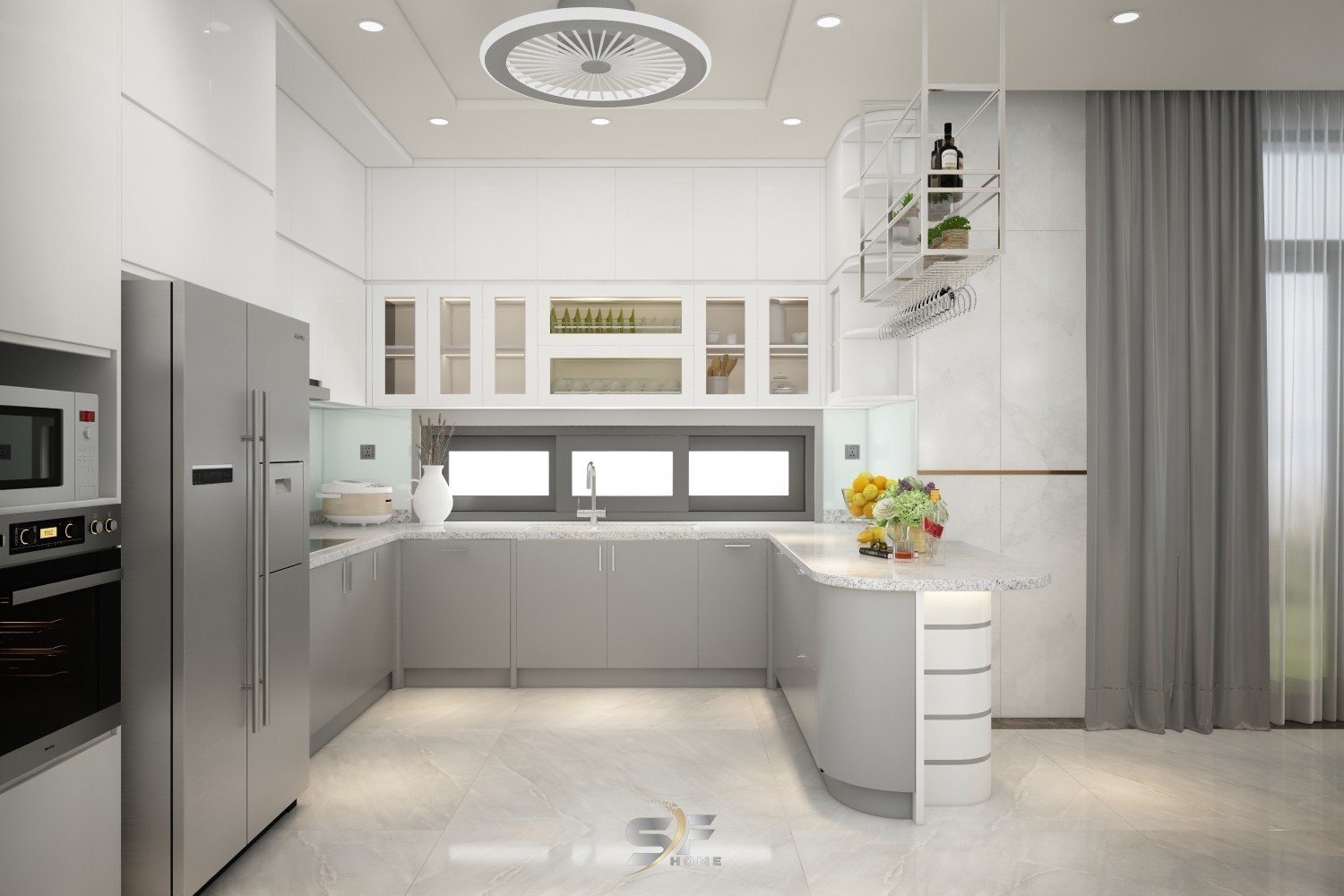 Thiết kế concept nội thất phòng bếp Nhà phố tại Quận 9 phong cách Hiện đại Modern