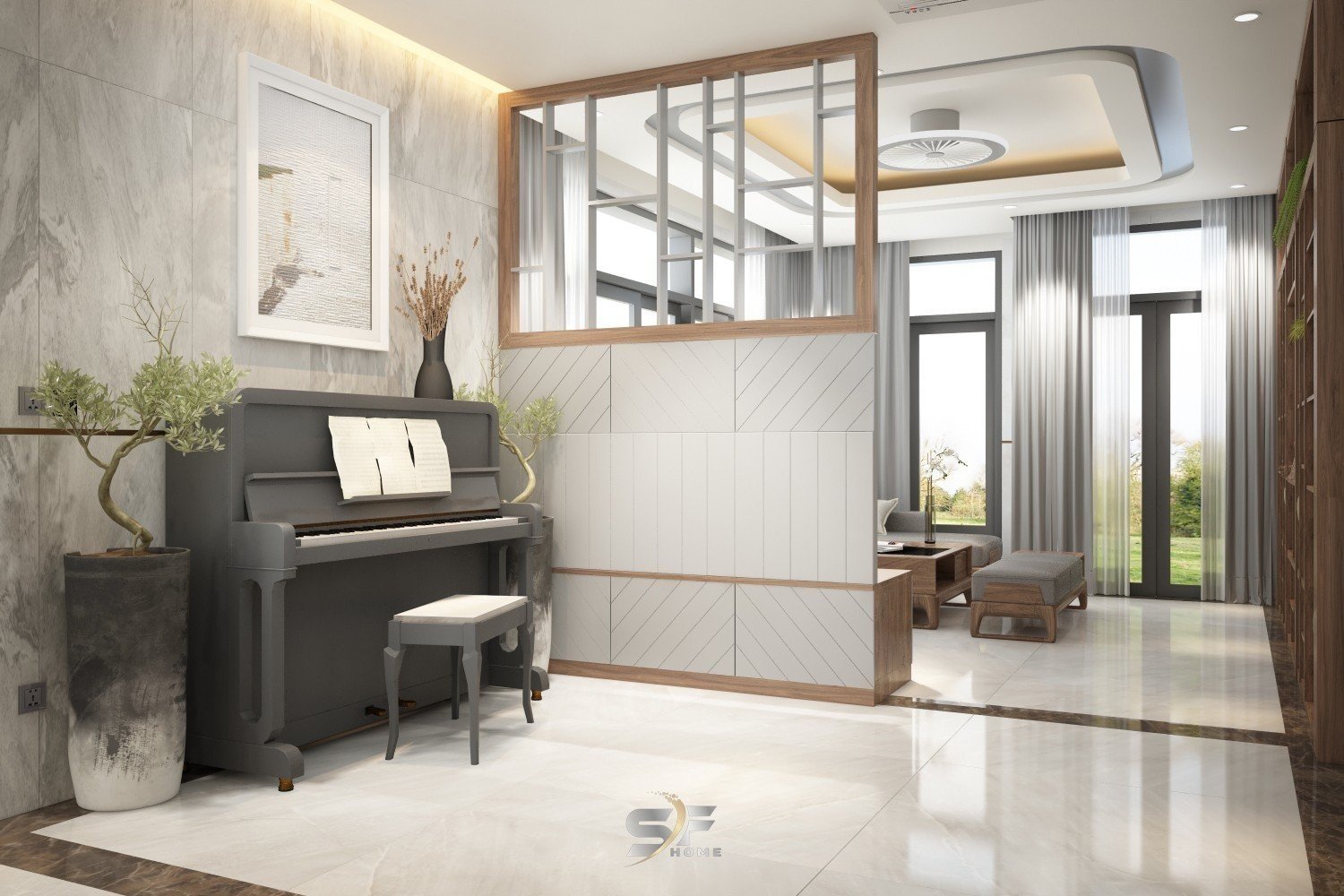 Thiết kế concept nội thất phòng khách Nhà phố tại Quận 9 phong cách Hiện đại Modern