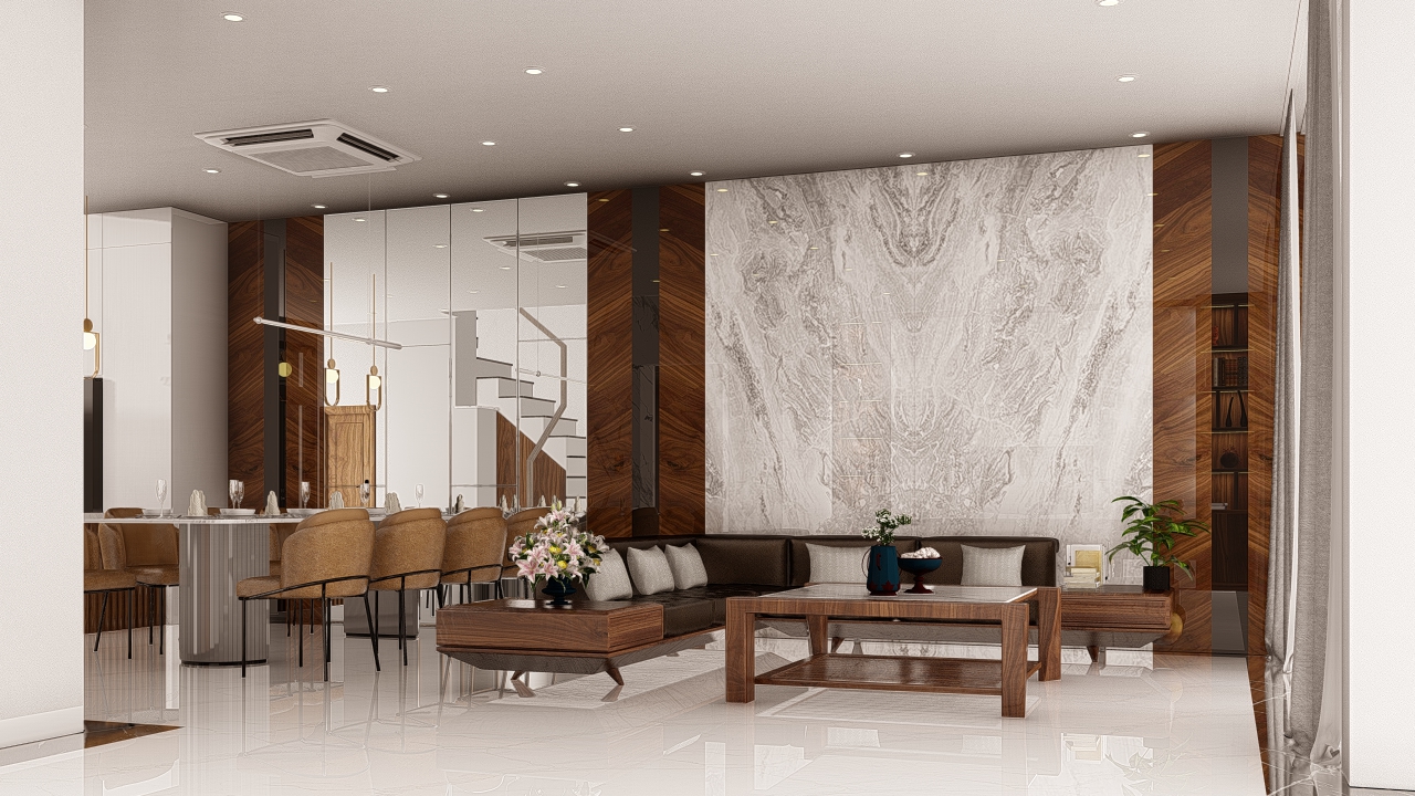 Thiết kế concept nội thất phòng khách, phòng ăn Nhà phố khu Vinhomes Grand Park phong cách Hiện đại Modern