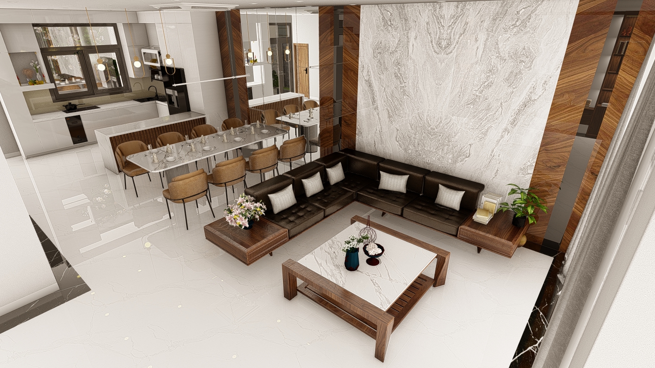 Thiết kế concept nội thất phòng khách, phòng ăn, phòng bếp Nhà phố khu Vinhomes Grand Park phong cách Hiện đại Modern