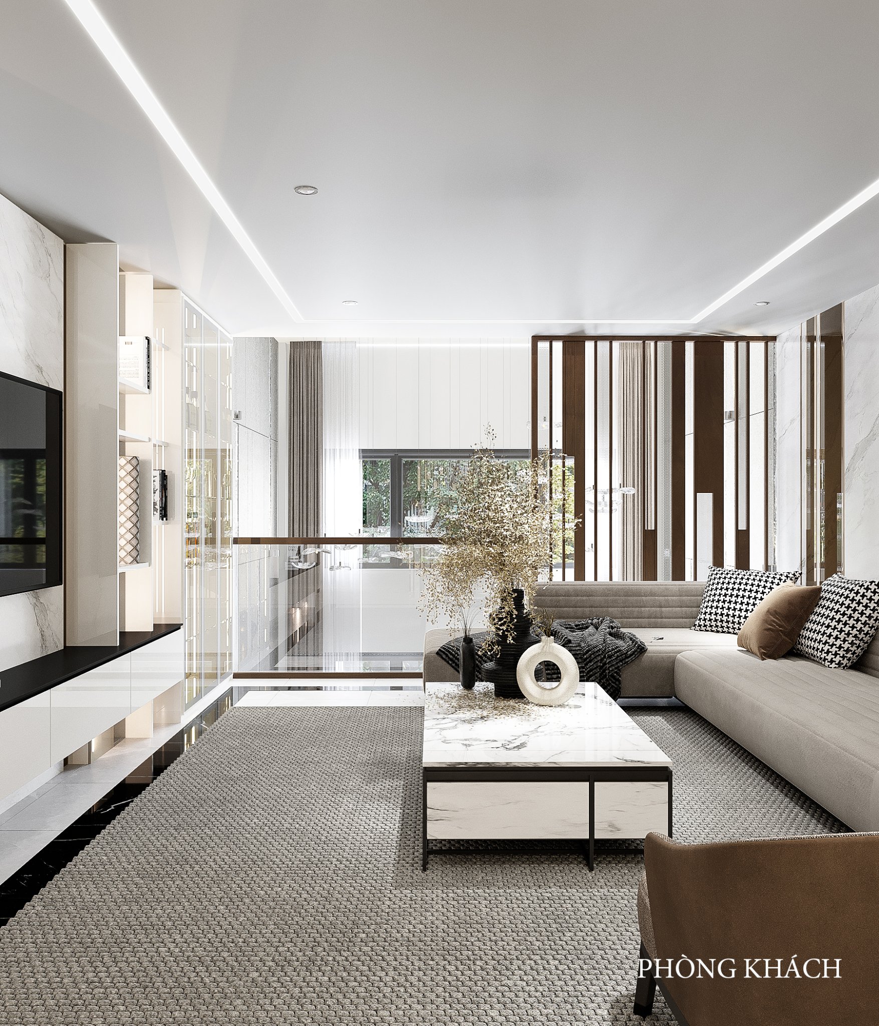 Thiết kế concept nội thất phòng khách Nhà phố Lê Trọng Tấn phong cách Hiện đại Modern