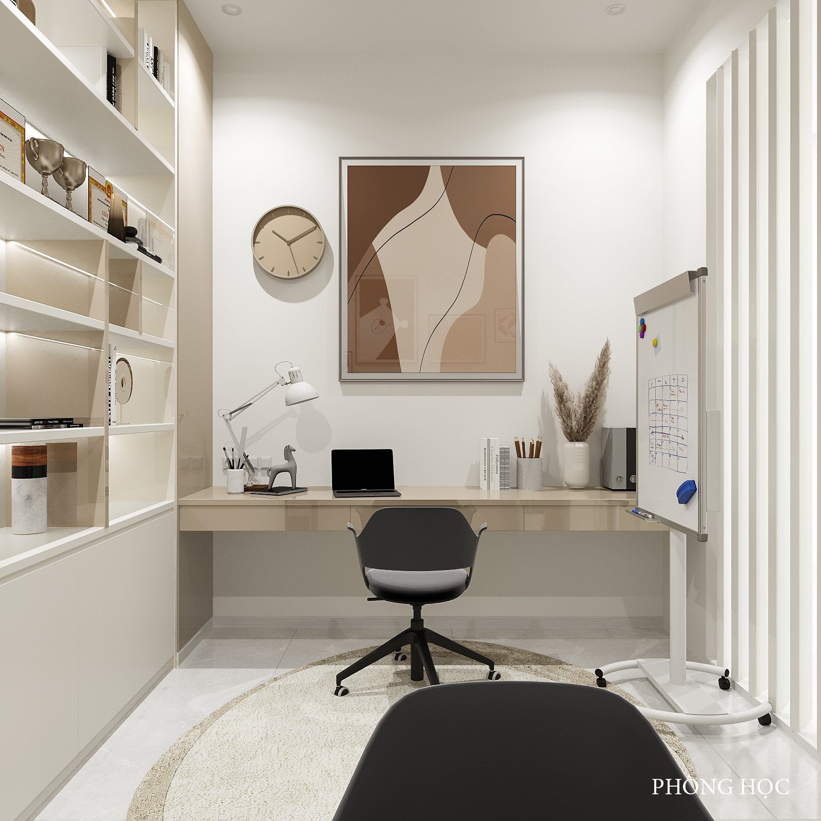 Thiết kế concept nội thất phòng học, phòng làm việc Nhà phố Lê Trọng Tấn phong cách Hiện đại Modern