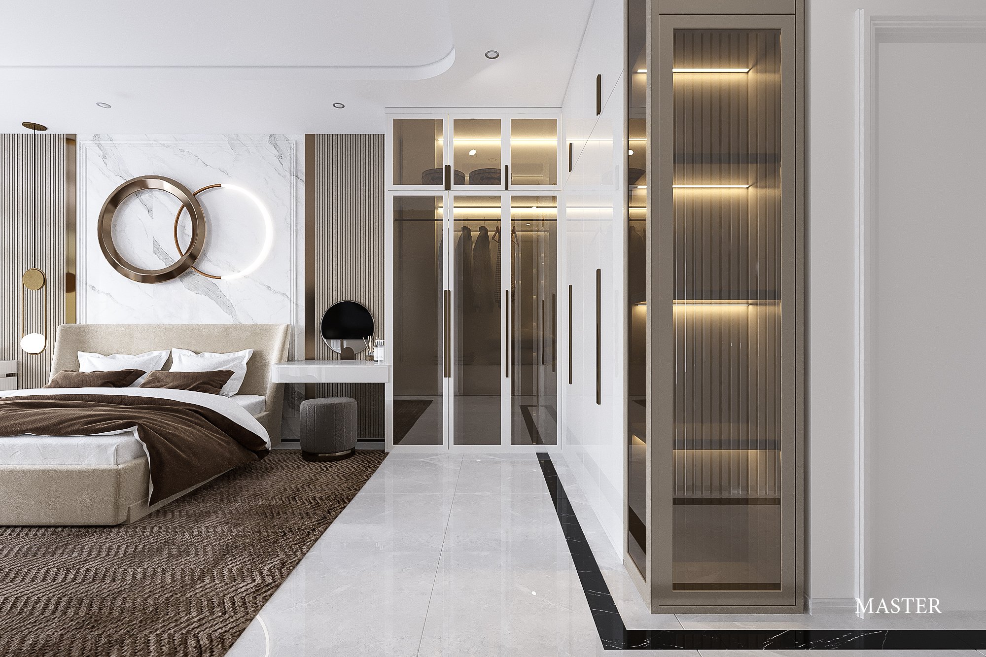 Thiết kế concept nội thất phòng ngủ master Nhà phố Lê Trọng Tấn phong cách Hiện đại Modern