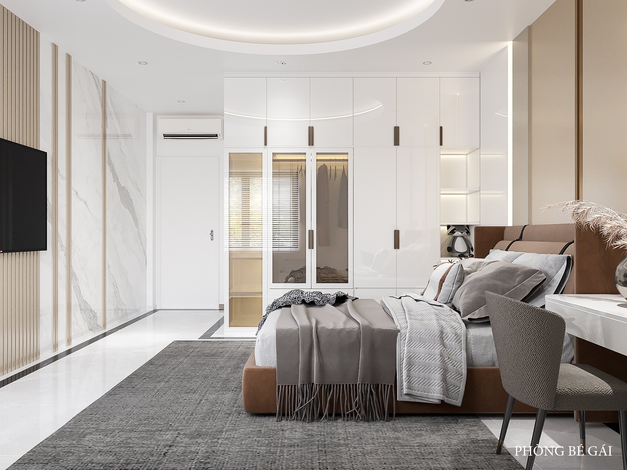 Thiết kế concept nội thất phòng ngủ bé gái Nhà phố Lê Trọng Tấn phong cách Hiện đại Modern