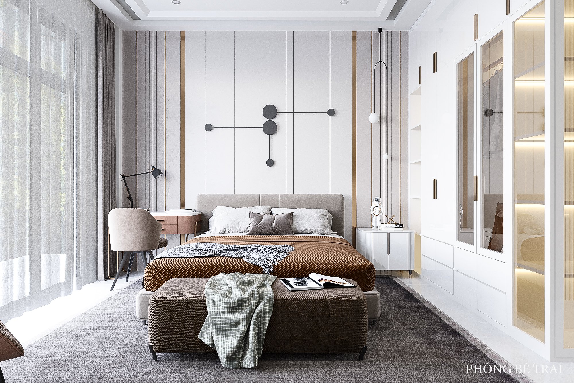 Thiết kế concept nội thất phòng ngủ bé trai Nhà phố Lê Trọng Tấn phong cách Hiện đại Modern