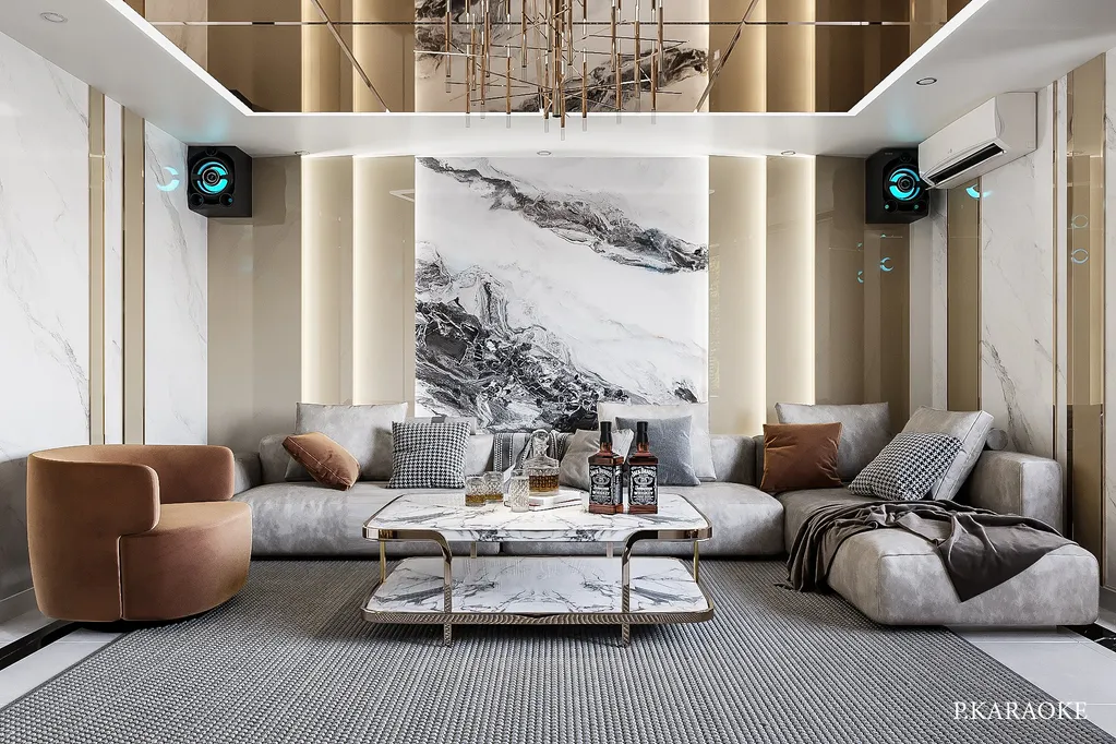 Thiết kế concept nội thất phòng karaoke, phòng giải trí Nhà phố Lê Trọng Tấn phong cách Hiện đại Modern