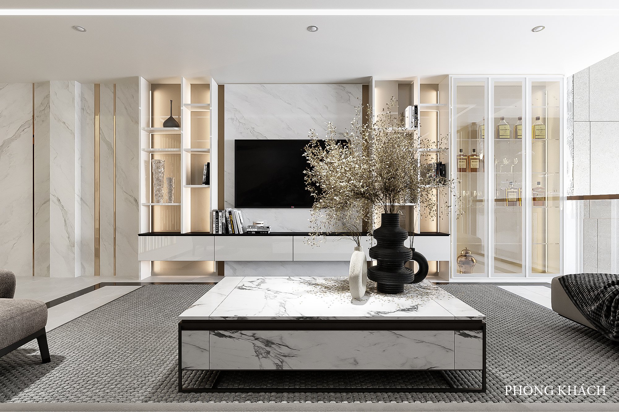 Thiết kế concept nội thất phòng khách Nhà phố Lê Trọng Tấn phong cách Hiện đại Modern