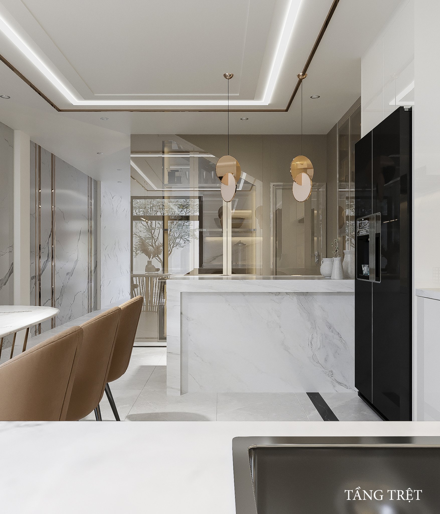 Thiết kế concept nội thất phòng bếp Nhà phố Lê Trọng Tấn phong cách Hiện đại Modern