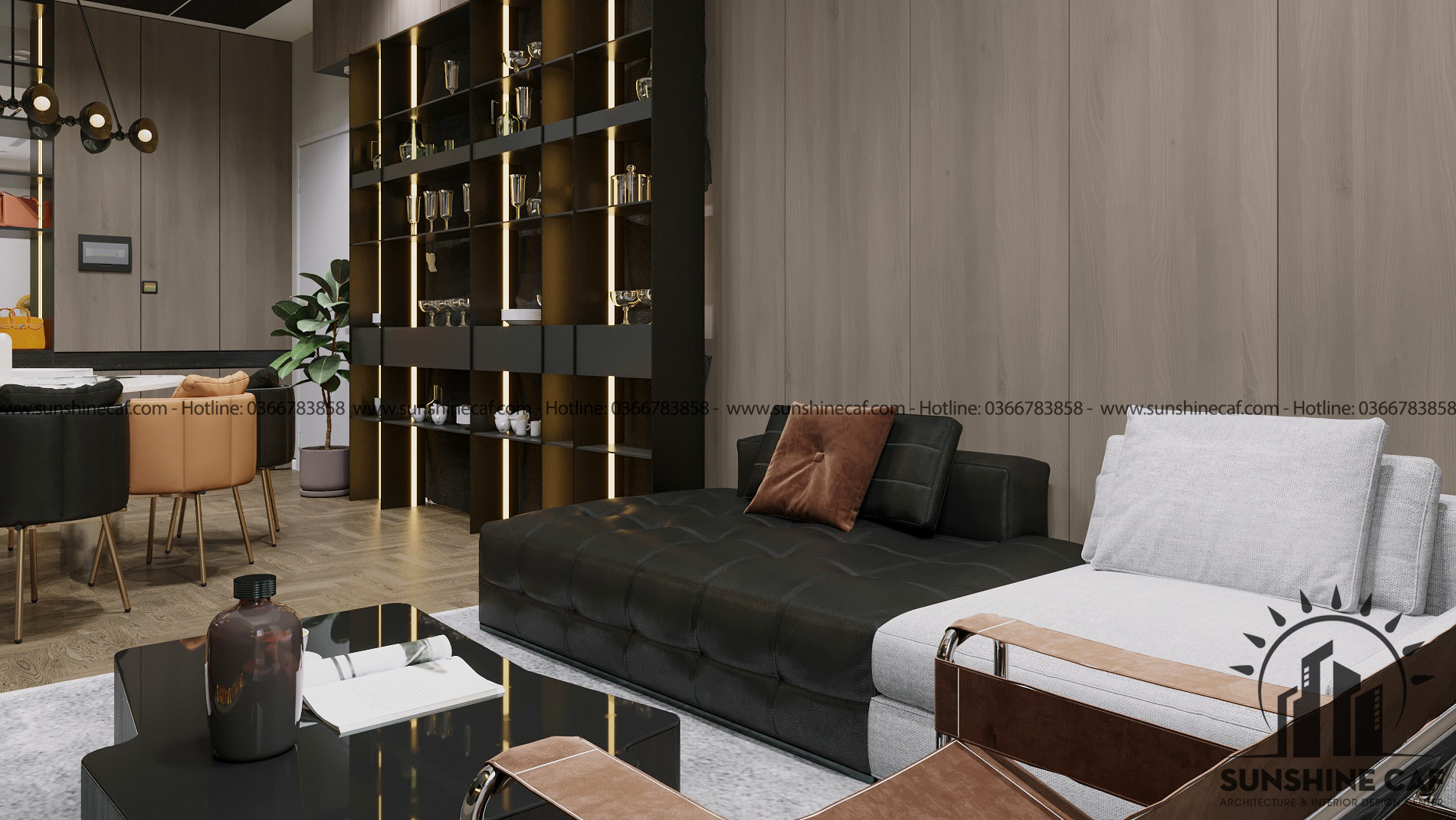 Thiết kế concept nội thất phòng khách Căn hộ Sacomreal Tân Phú phong cách Hiện đại Modern