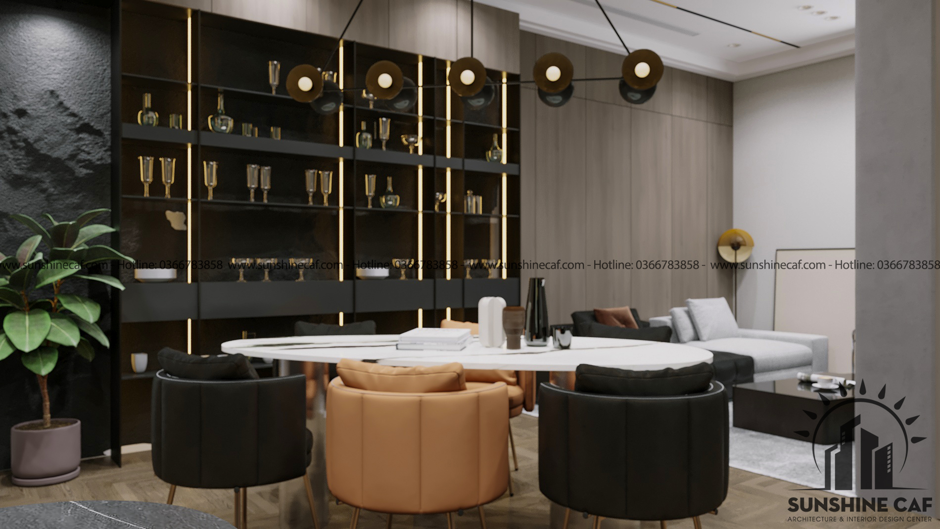 Thiết kế concept nội thất phòng ăn Căn hộ Sacomreal Tân Phú phong cách Hiện đại Modern