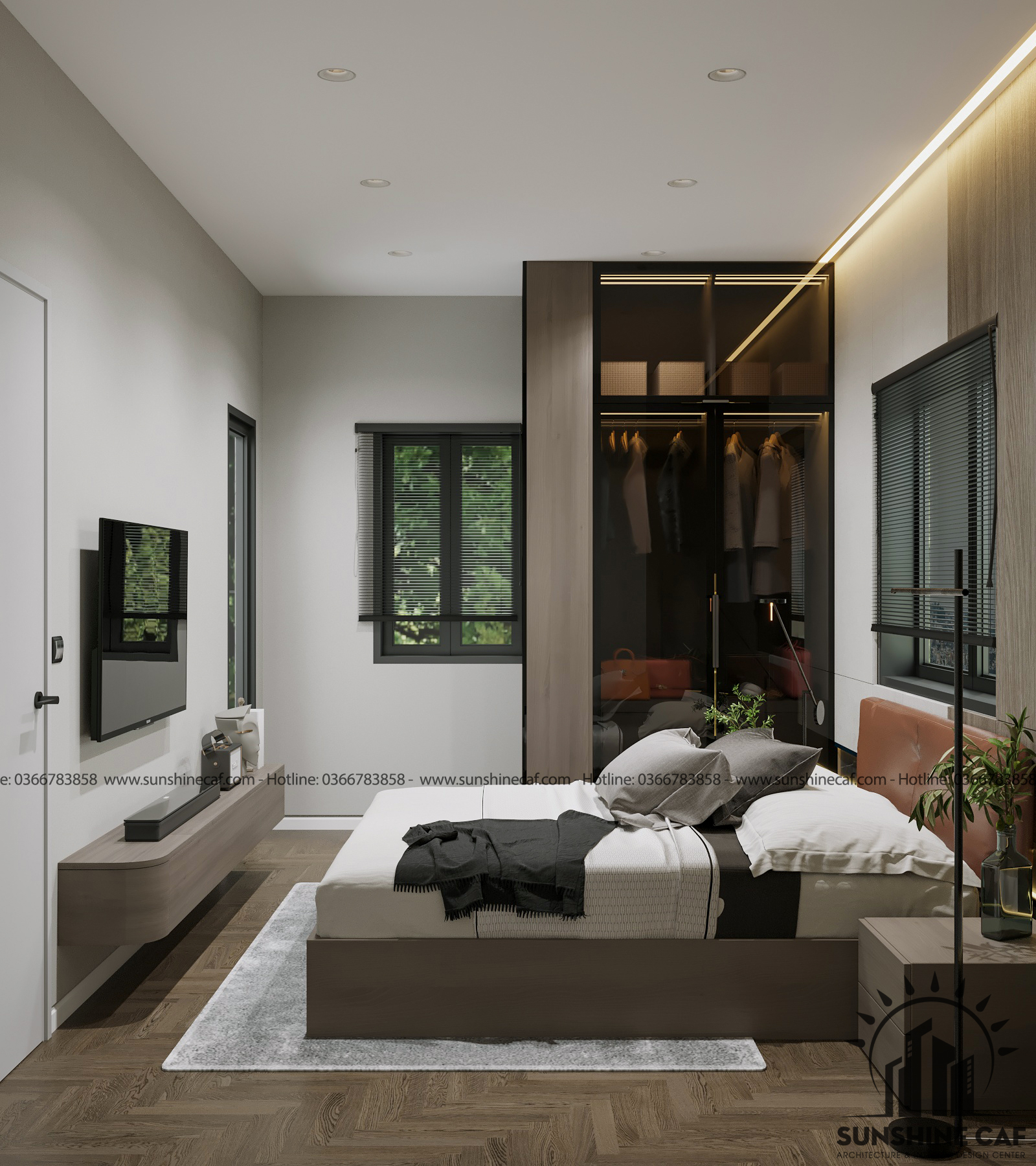 Thiết kế concept nội thất phòng ngủ Căn hộ Sacomreal Tân Phú phong cách Hiện đại Modern
