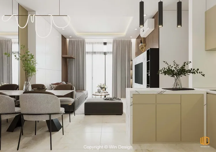 Thiết kế concept nội thất phòng ăn, phòng bếp Căn hộ 68m2 Quận 7 phong cách Hiện đại Modern