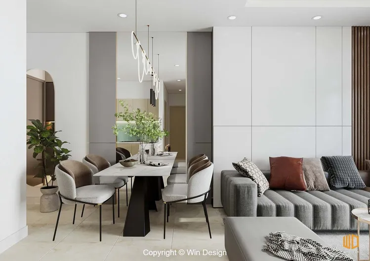 Thiết kế concept nội thất phòng ăn, phòng khách Căn hộ 68m2 Quận 7 phong cách Hiện đại Modern