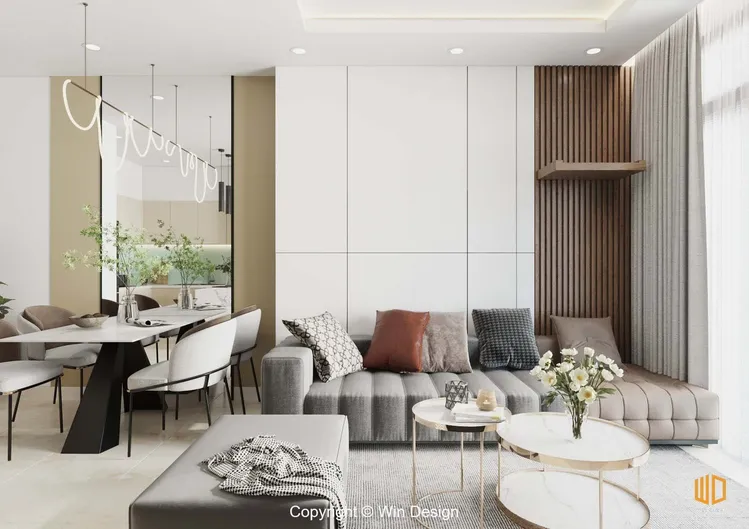 Thiết kế concept nội thất phòng khách Căn hộ 68m2 Quận 7 phong cách Hiện đại Modern