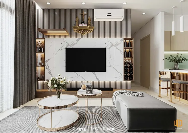 Thiết kế concept nội thất phòng khách Căn hộ 68m2 Quận 7 phong cách Hiện đại Modern