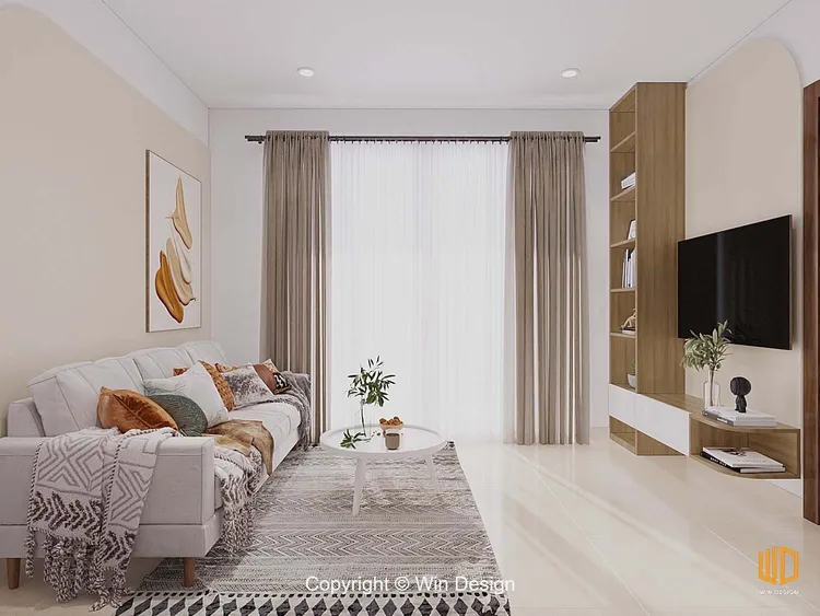 Concept nội thất phòng khách Căn hộ Quận 7 phong cách Bắc Âu Scandinavian