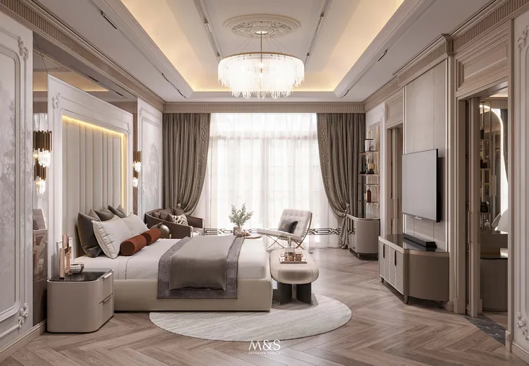 Concept nội thất phòng ngủ master Villa Himlam Quận 7 phong cách Tân cổ điển Neo Classic