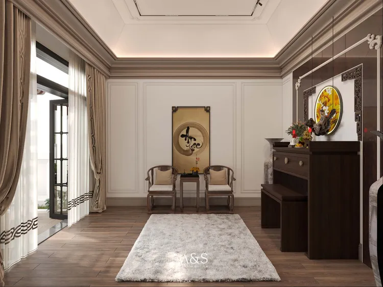 Concept nội thất phòng thờ Villa Himlam Quận 7 phong cách Tân cổ điển Neo Classic