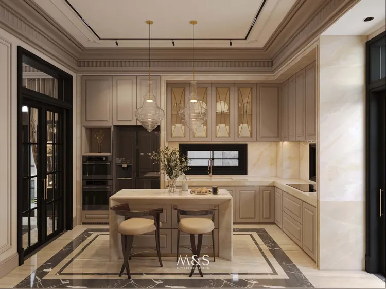 Concept nội thất phòng bếp Villa Himlam Quận 7 phong cách Tân cổ điển Neo Classic