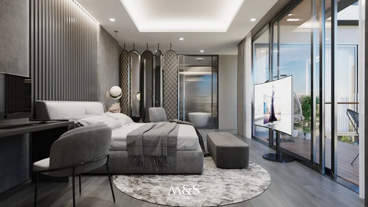 Concept nội thất phòng ngủ Lucasta Villa Quận 9 phong cách Hiện đại Modern