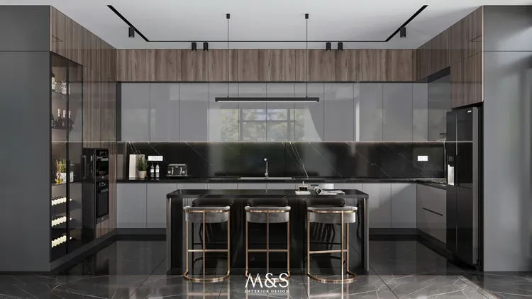 Concept nội thất phòng bếp Lucasta Villa Quận 9 phong cách Hiện đại Modern