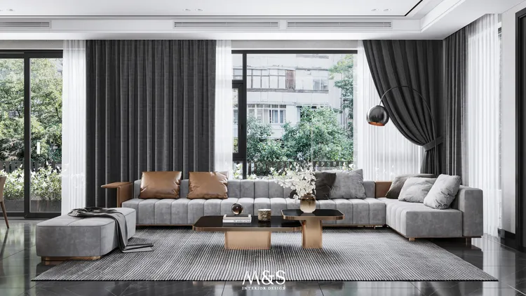 Concept nội thất phòng khách Lucasta Villa Quận 9 phong cách Hiện đại Modern