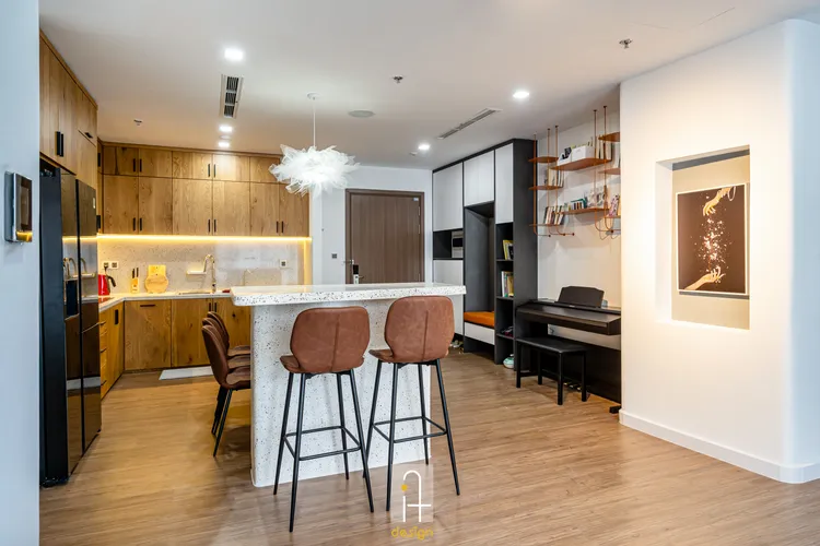 Hoàn thiện nội thất phòng ăn, phòng bếp Căn hộ Vinhomes Central Park phong cách Hiện đại Modern