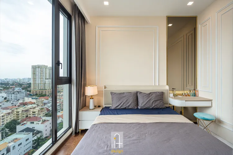 Hoàn thiện nội thất phòng ngủ Căn hộ D'Edge Thảo Điền phong cách Tân cổ điển Neo Classic