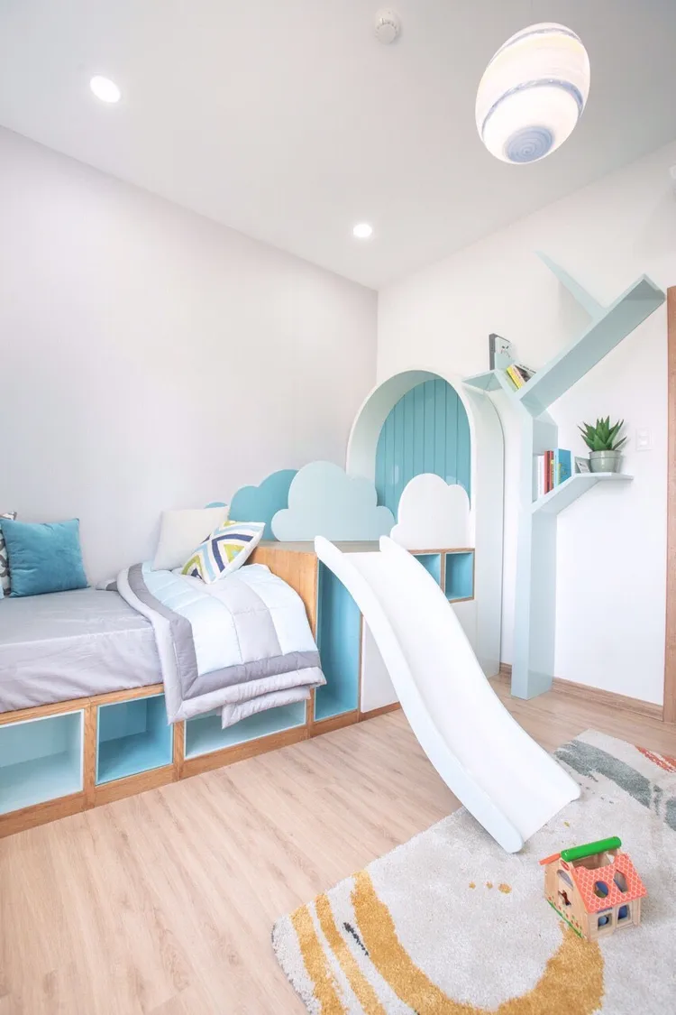 Hoàn thiện nội thất phòng ngủ cho bé Nhà phố Gò Sao Quận 12 phong cách Hiện đại Modern