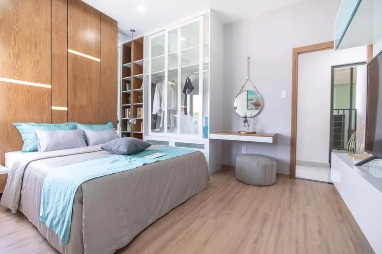 Hoàn thiện nội thất phòng ngủ Nhà phố Gò Sao Quận 12 phong cách Hiện đại Modern