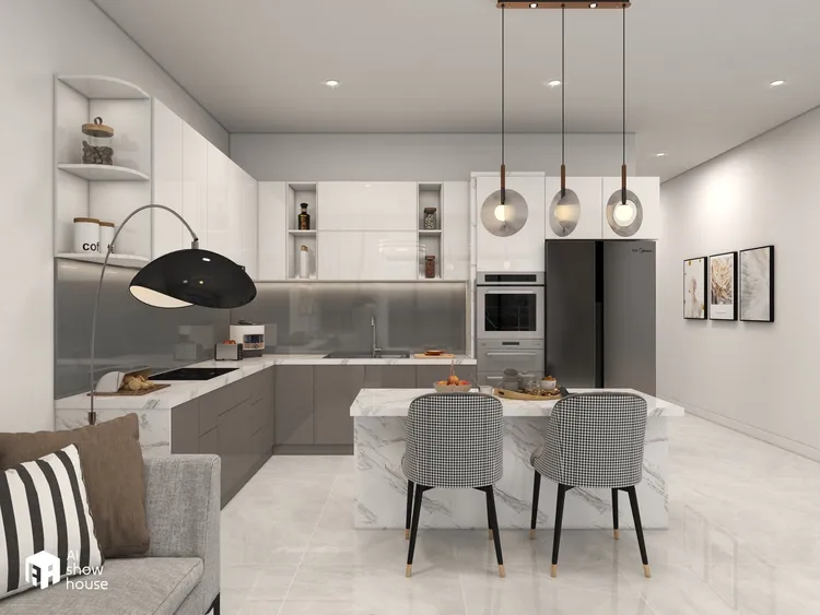 Concept nội thất phòng ăn, phòng bếp Nhà cấp 4 ở Trà Vinh phong cách Hiện đại Modern