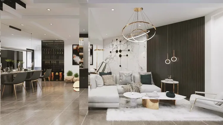 Concept nội thất phòng khách Nhà phố Tân Bình phong cách Hiện đại Modern