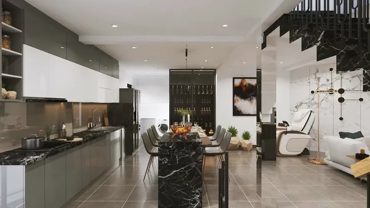 Concept nội thất phòng ăn, phòng bếp Nhà phố Tân Bình phong cách Hiện đại Modern