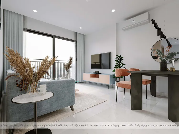 Concept nội thất phòng khách Căn hộ 55m2 Vinhomes Grand Park phong cách Hiện đại Modern