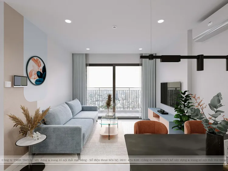 Concept nội thất phòng khách Căn hộ 55m2 Vinhomes Grand Park phong cách Hiện đại Modern