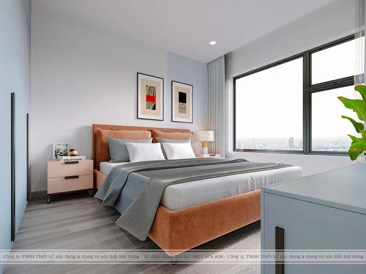 Concept nội thất phòng ngủ Căn hộ 55m2 Vinhomes Grand Park phong cách Hiện đại Modern